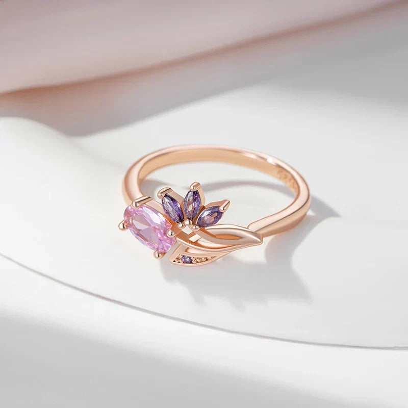 Anello Vintage con Fiore in Zirconia Multicolore