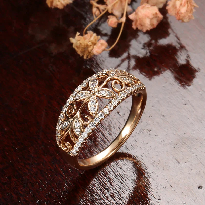 Anello retrò con motivo floreale in filigrana
