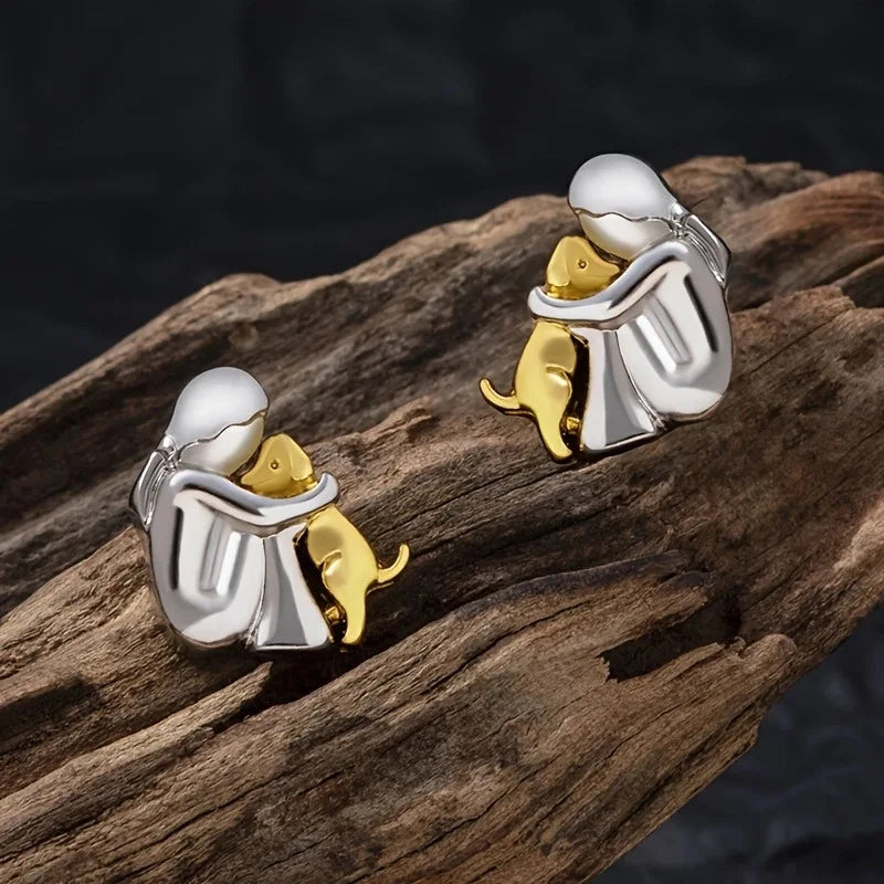 Orecchini a Pugno Bicolore Argento e Oro