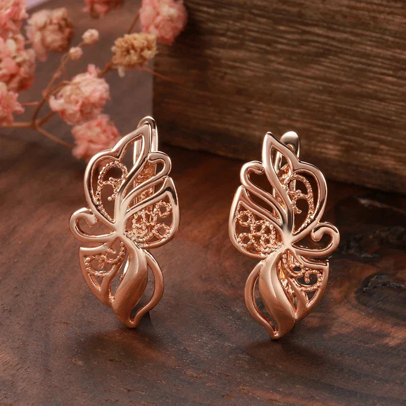 Orecchini a fiore vintage in oro rosa