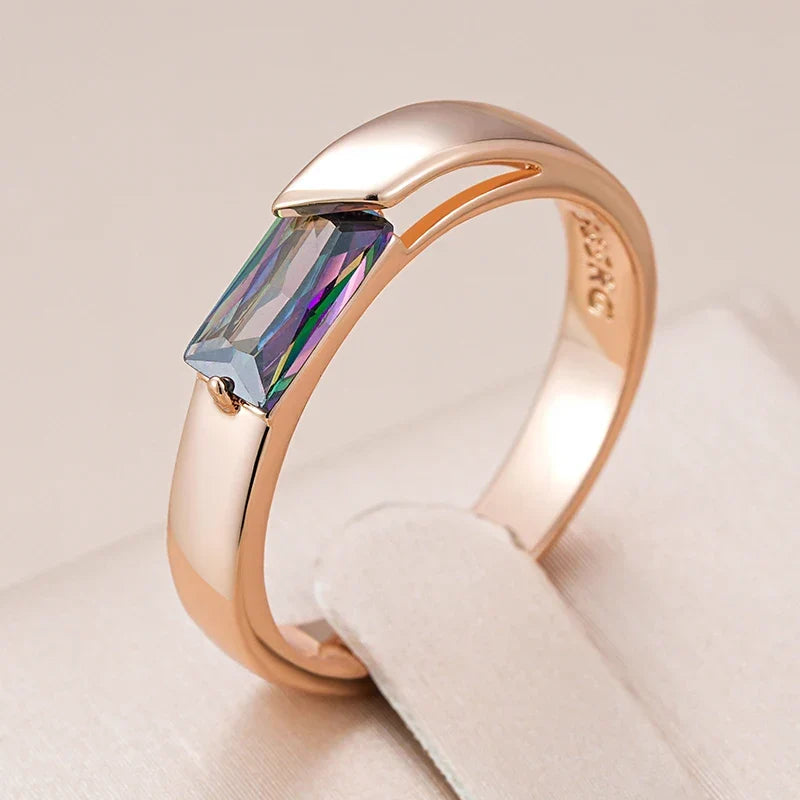 Anello Quadrato in Zircone Colorato Caldo