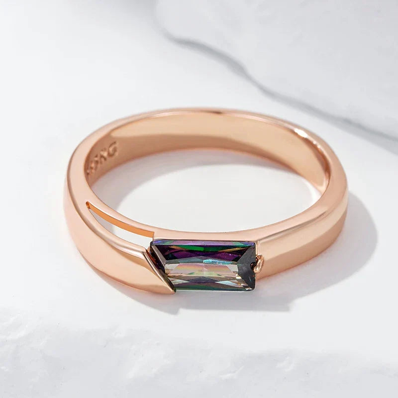 Anello Quadrato in Zircone Colorato Caldo