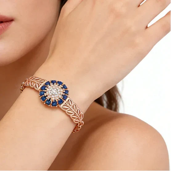 Esclusivo bracciale con cristallo di zirconia blu