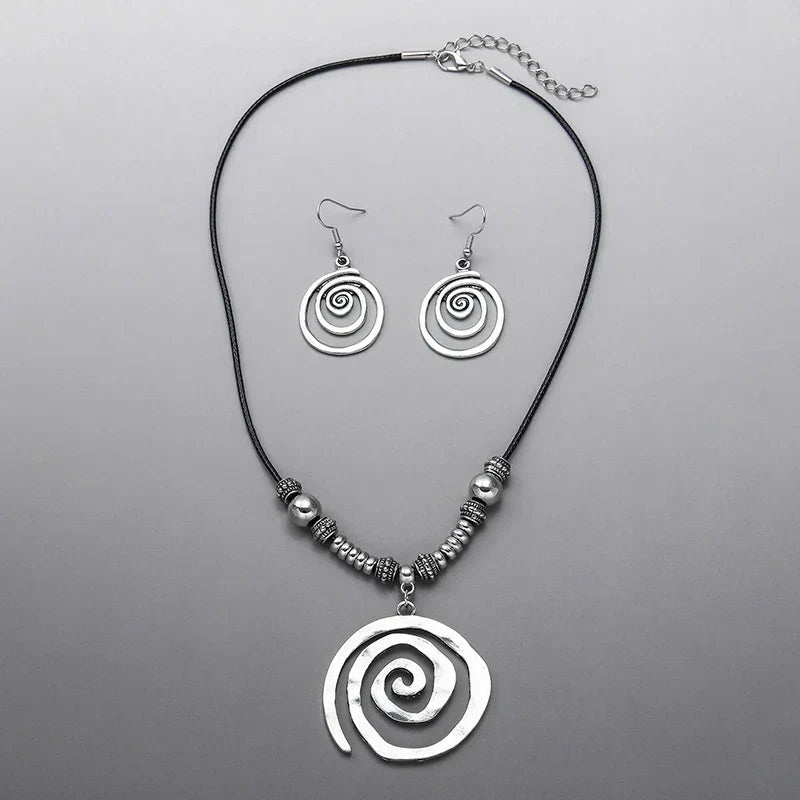Set di Collana e Orecchini a Spirale Bohemien