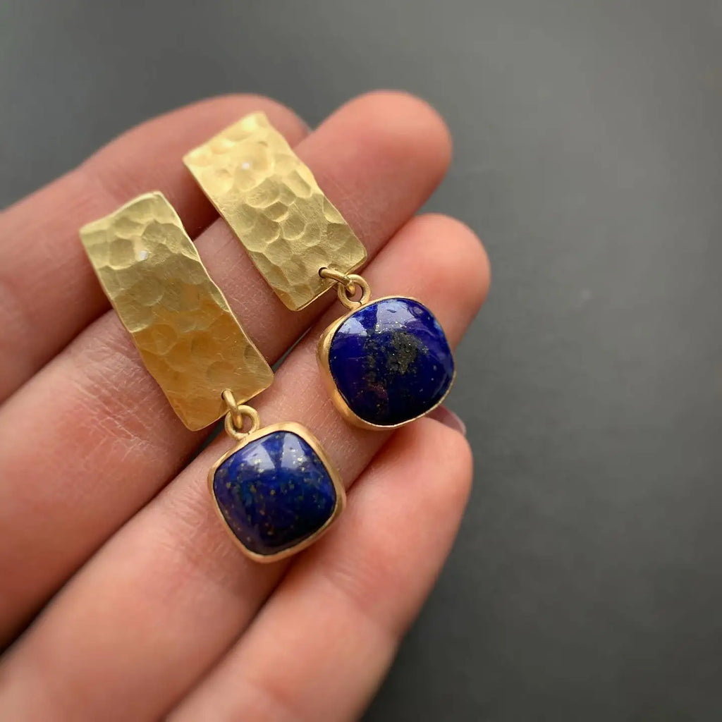 Orecchini a Goccia Quadrati in Lapis Lazuli Boho