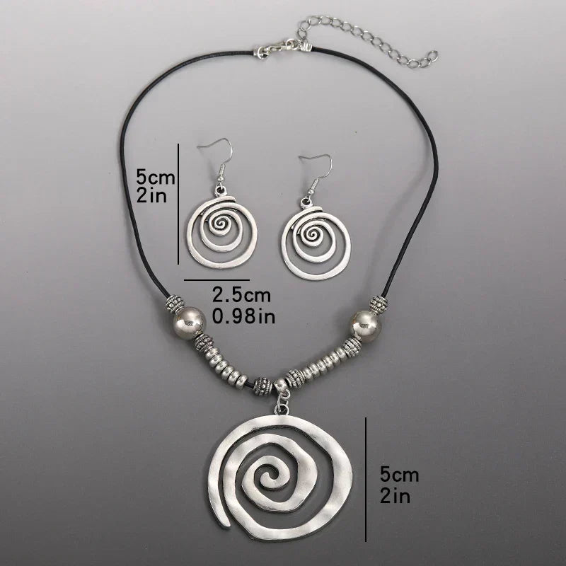 Set di Collana e Orecchini a Spirale Bohemien