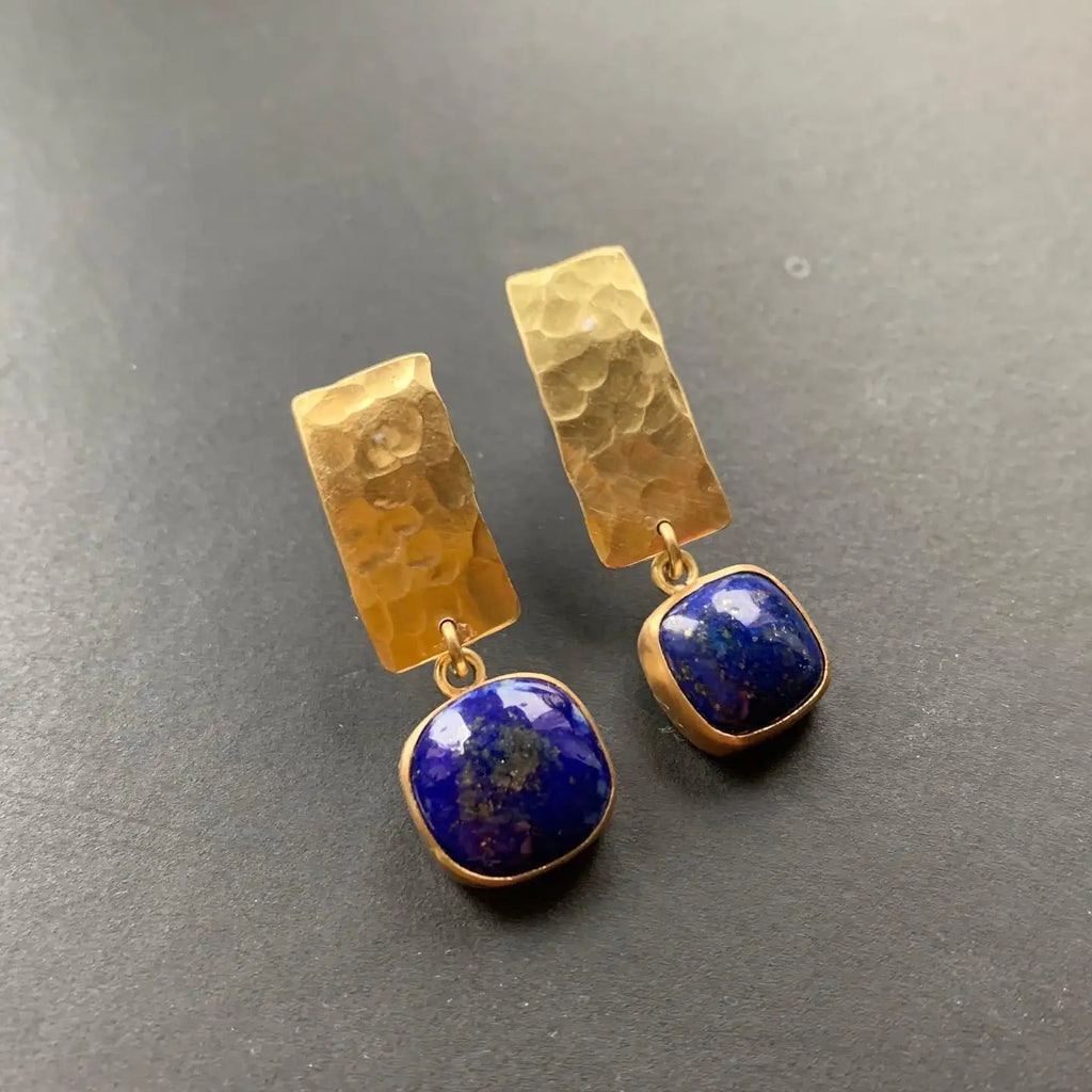 Orecchini a Goccia Quadrati in Lapis Lazuli Boho