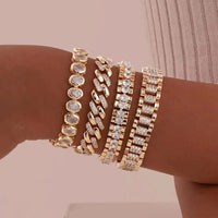 Set di Braccialetti Regolabili in Zirconia Cubica Dorata