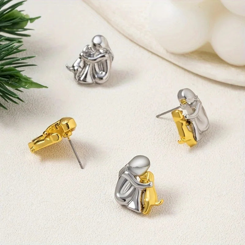 Orecchini a Pugno Bicolore Argento e Oro