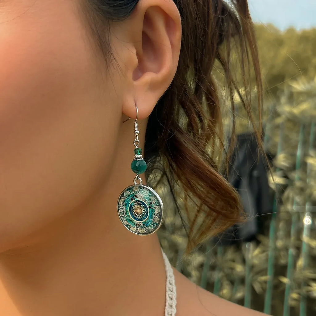 Orecchini a Goccia in Vetro Mandala Boho