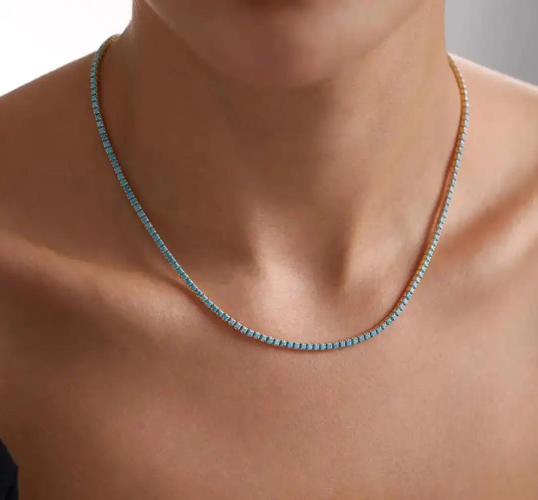 Ilaria™ - Collana Retrò in Oro con Gemma Turchese