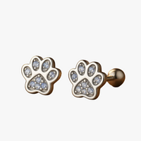 Orecchini in argento sterling a forma di impronta di zampa con cristalli