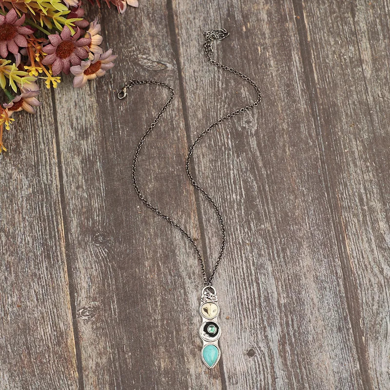 Collana a Barra con Gufo Turchese di Saggezza