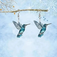 Orecchini a forma di Colibrì Blu in Cristallo