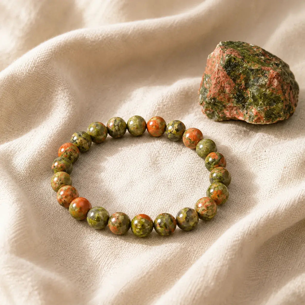 Bracciale in Unakite per Equilibrio Emotivo e Guarigione Delicata