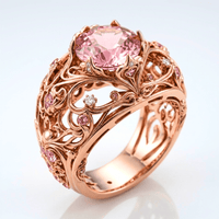 Mira™ - Anello Decorato in Oro con Tormalina Rosa