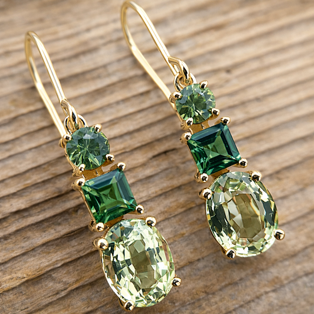 Orecchini Geometrici in Zirconia Verde Boho
