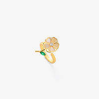 Maeve™ - Anello a spirale con fiore a foglia e smeraldo Oro