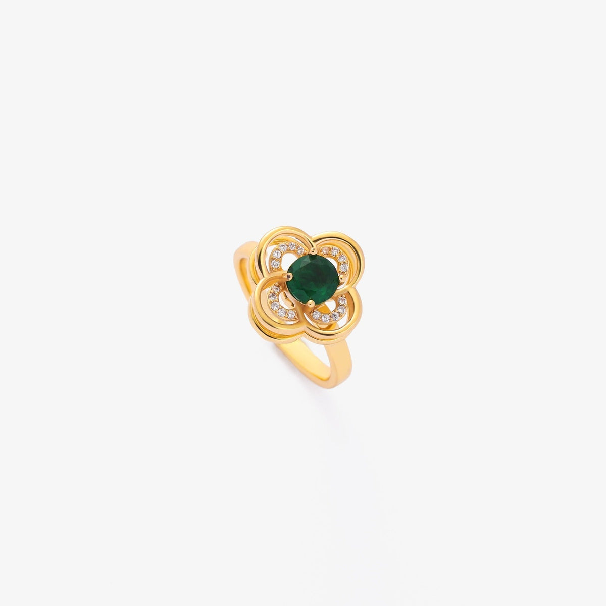 Tessa™ - Anello girevole Clover Halo con smeraldo Oro