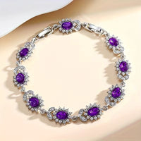 Velmara™ - Bracciale in Argento con Motivo Floreale e Ametista