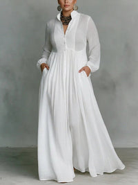 Léonie | Abito maxi minimalista con colletto alto