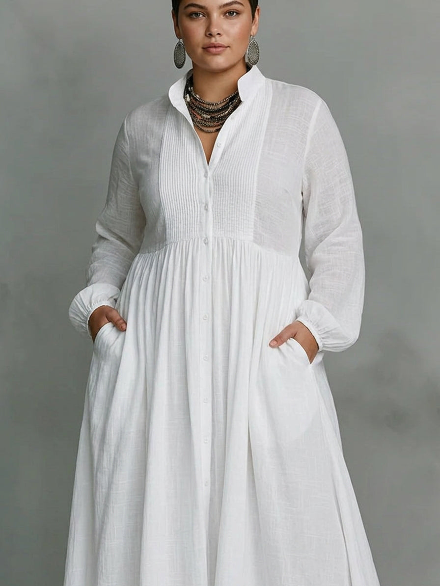 Léonie | Abito maxi minimalista con colletto alto