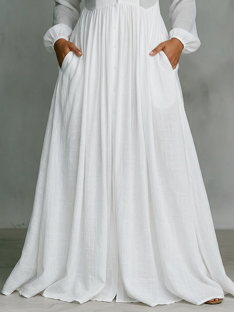 Léonie | Abito maxi minimalista con colletto alto