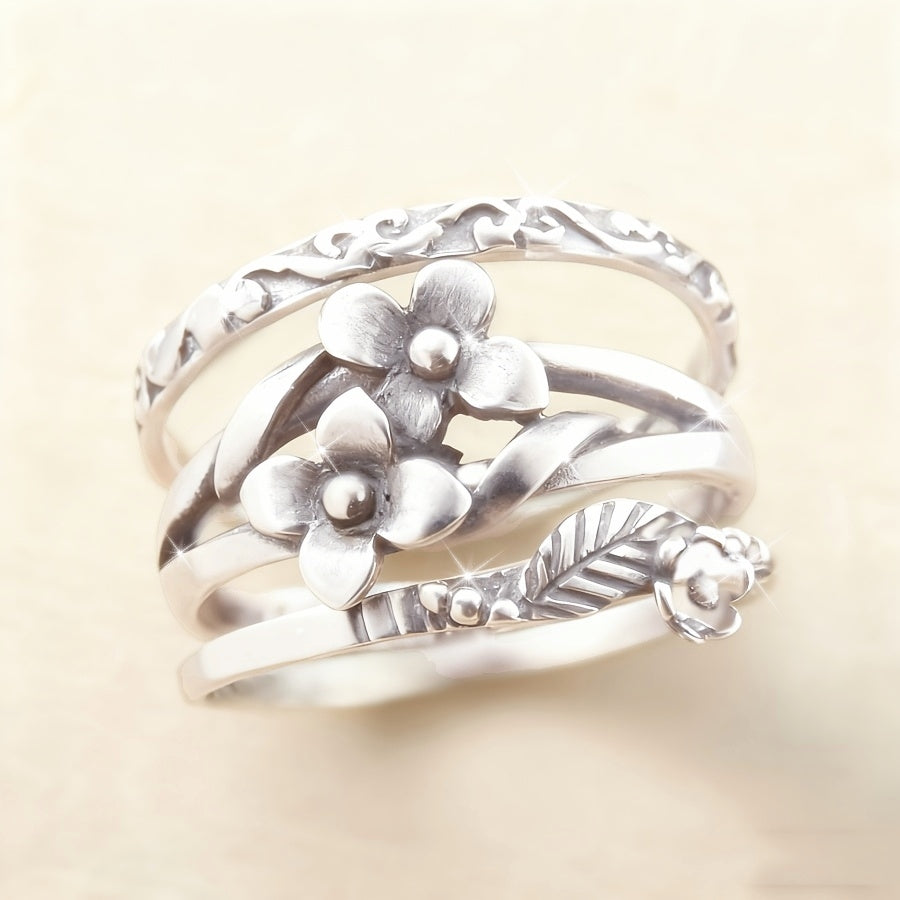 Anello Bohemien Vintage con Motivo Floreale