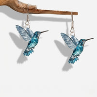 Orecchini in cristallo blu a forma di colibrì