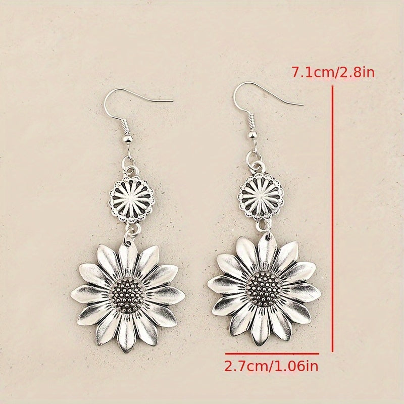 Orecchini a Goccia Vintage Bohemien con Girasole
