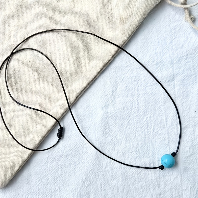 Collana Regolabile con Perle di Pietra Turchese Bohemien