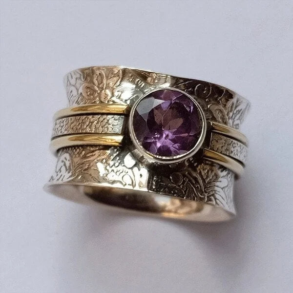 Anello in Cristallo di Ametista Bohemien per Meditazione