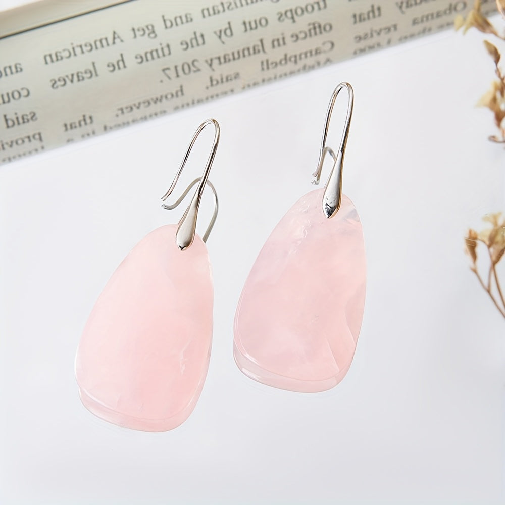 Orecchini a Goccia in Pietra Naturale di Quarzo Rosa Bohemien