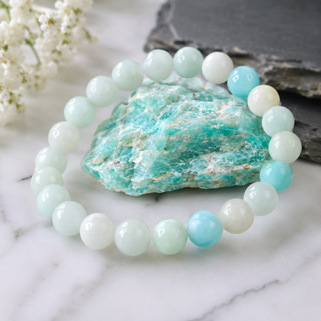 Bracciale di Amazonite per Calma, Coraggio e Equilibrio Rilassante
