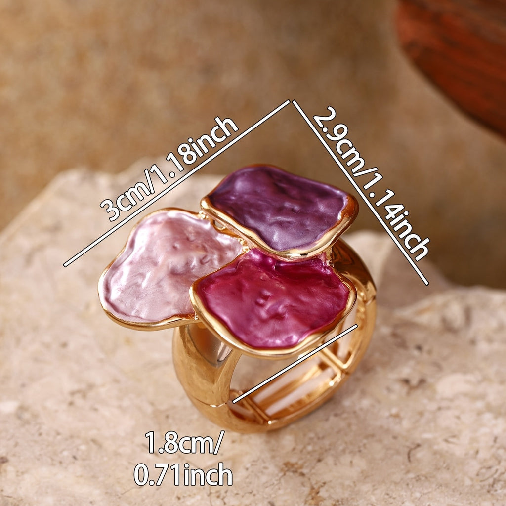 Anello Quadrato Irregolare in Smalto Bohemien