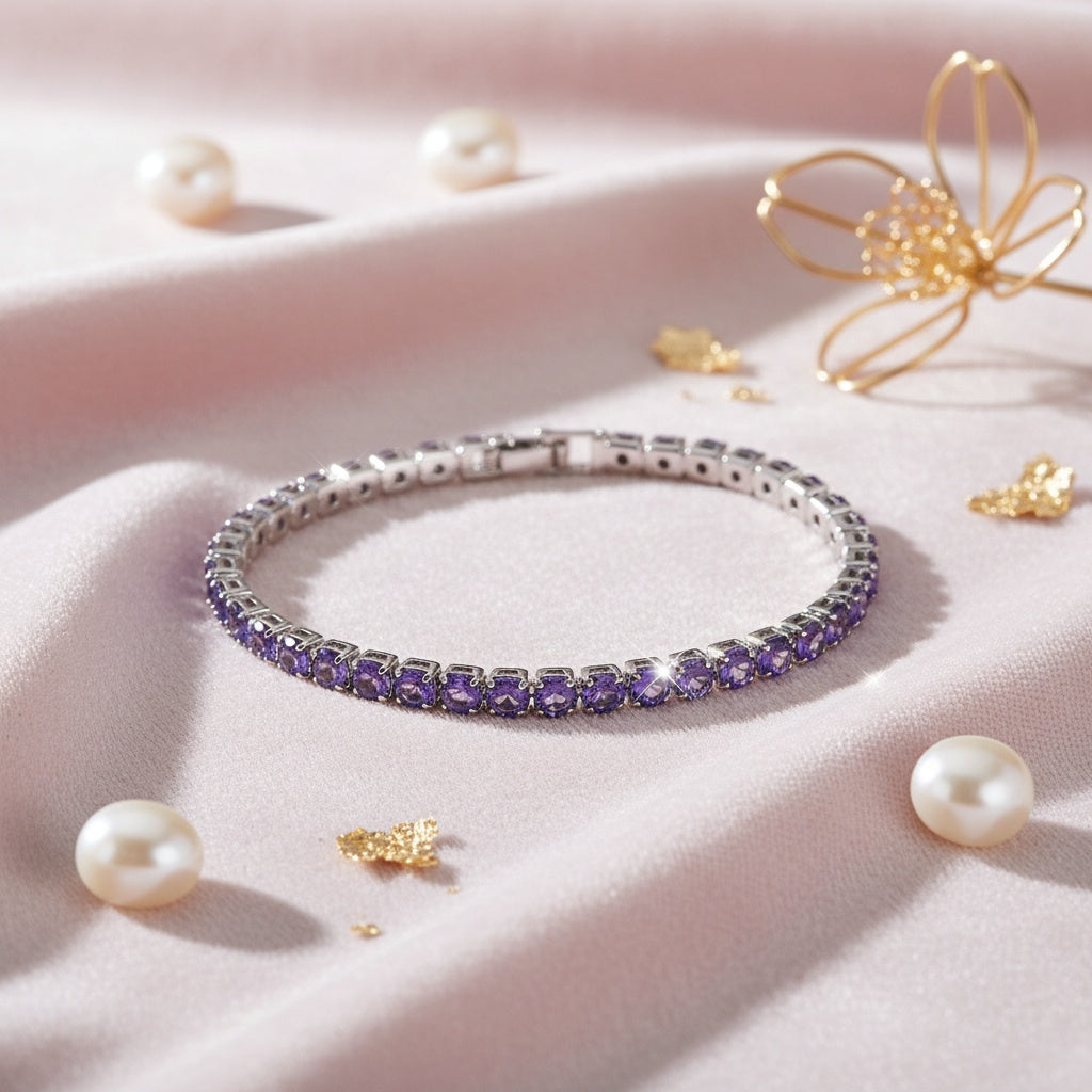 Braccialetto Tennis in Cristallo Zirconia Viola Boho