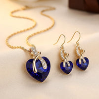 Valerina™ - Parure di Collana e Orecchini a Cuore con Zaffiro in Oro