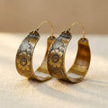 Orecchini a cerchio in lega incisi con fiori vintage Boho