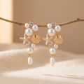 Orecchini Pendenti in Perla e Conchiglia Bohemien