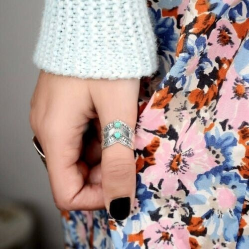 Anello a fascia dichiarativa in turchese vintage bohemien