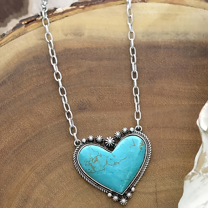Collana con Pendente a Cuore Turchese Bohemien