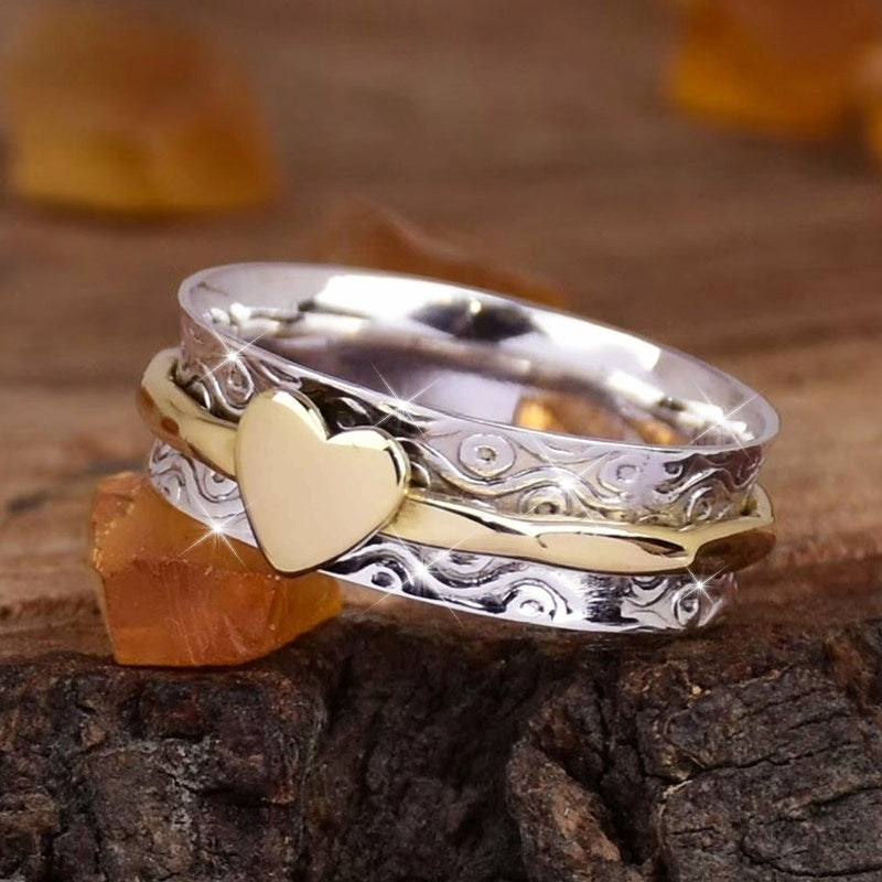 Anello Spinner a Cuore Bi-tono Bohemien