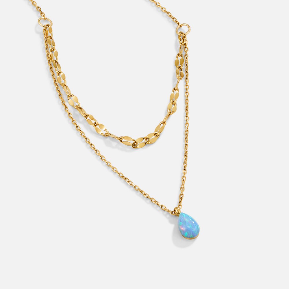 Collana a strati a goccia d'acqua blu