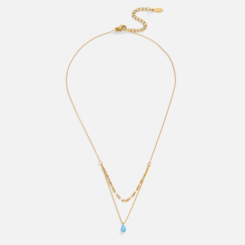 Collana a strati a goccia d'acqua blu