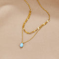 Collana a strati a goccia d'acqua blu