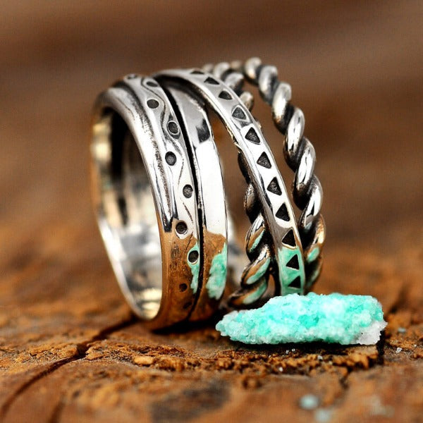 Anello in Argento Larghezza Bohemien Azteco