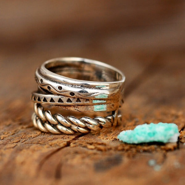 Anello in Argento Larghezza Bohemien Azteco