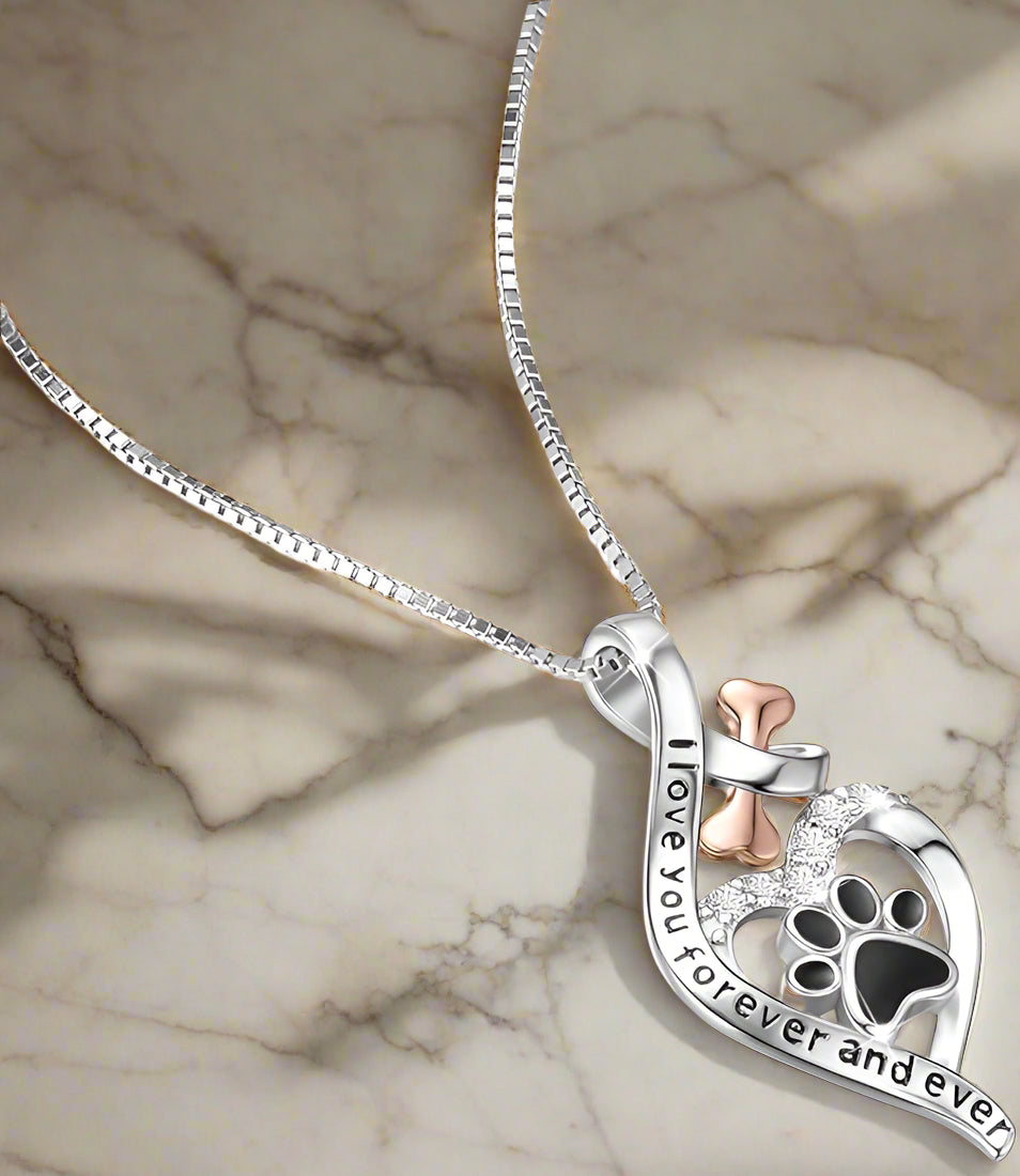 Collana Lucky Paw con Cuore, Osso & Infinito – Pendente “Sempre nel Mio Cuore”