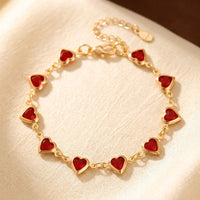 Ravellina™ - Bracciale a Catena con Cuore di Rubino in Oro