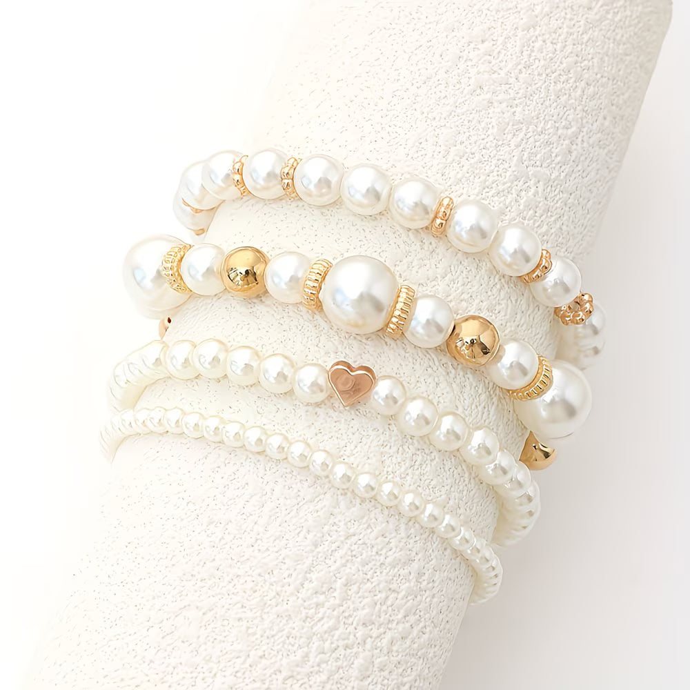 Set di Braccialetti Impilabili con Perle da 8